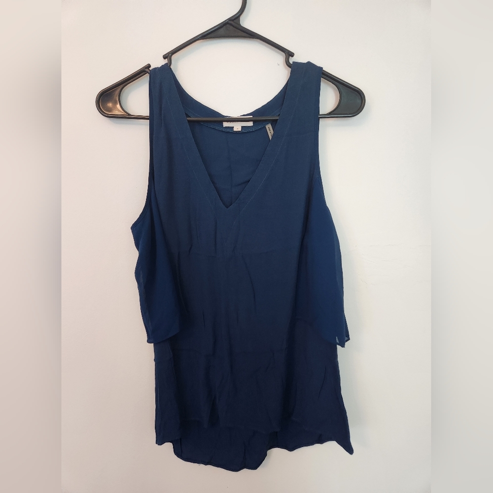 Rebecca Taylor v neck sleeveless flutter back blouse